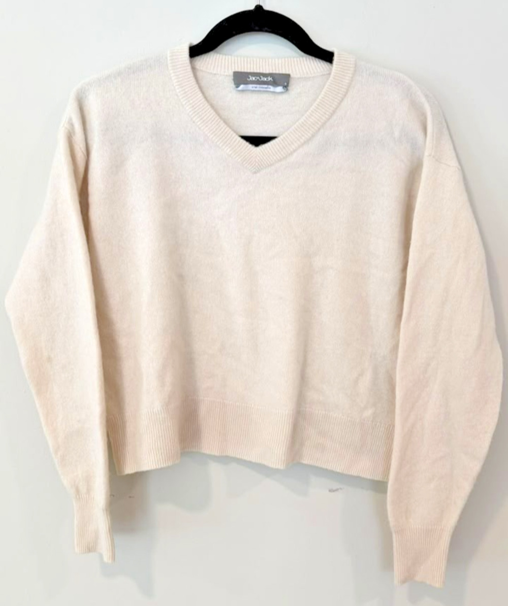 Jac + Jack Pure Cashmere V Neck Sweater Jumper Size Small 3101